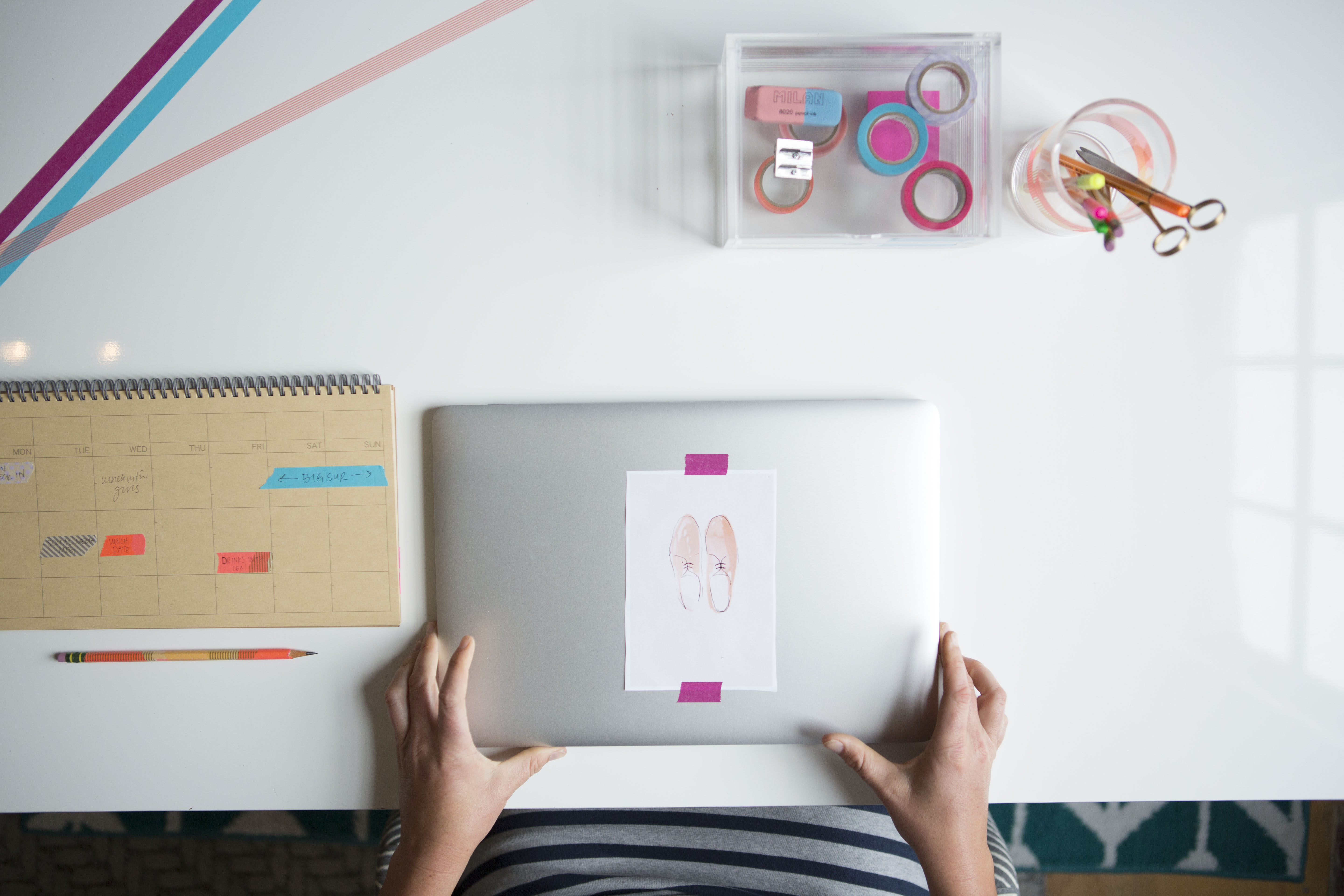 washi tape decorated desk