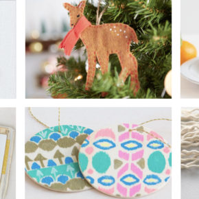 a photo collage of 6 different handmade gifts like felt deer ornaments and macrame keychains
