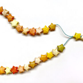 image of star-shaped paper worry beads looped on string
