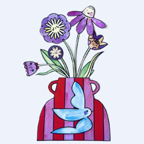 image of colorful paper flower bouquet by Dawn M. Cardona