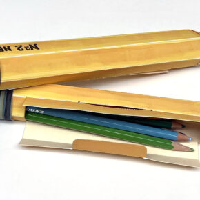 image of a paper pencil case that looks like a giant pencil made of paper